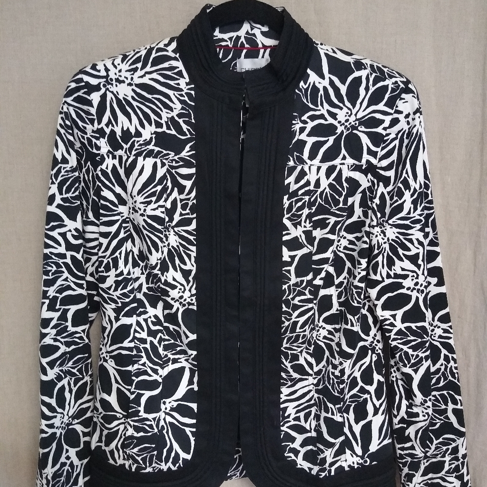 Chico's Print Mandarin Collar Jacket, Size 0
